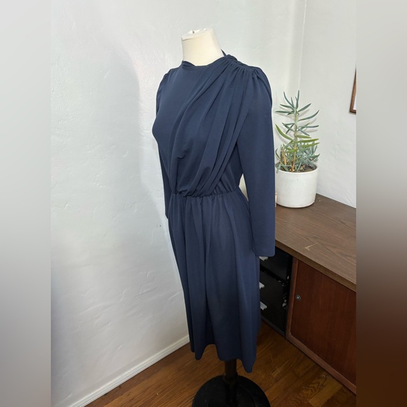 DW3 Dresses & Skirts - Vintage 80s Navy Drapped Cocktail Disco Dress size 6